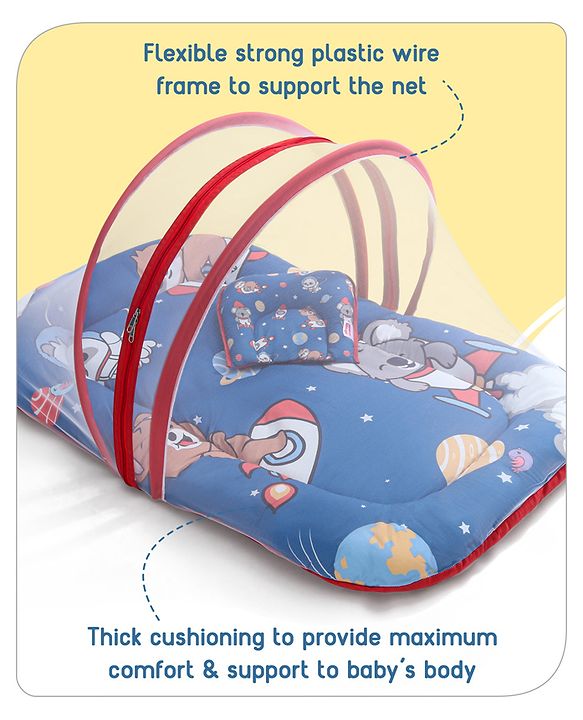 Babyhug Cotton Bedding Set with Mosquito Net Hot Air Balloon Print -  Pink