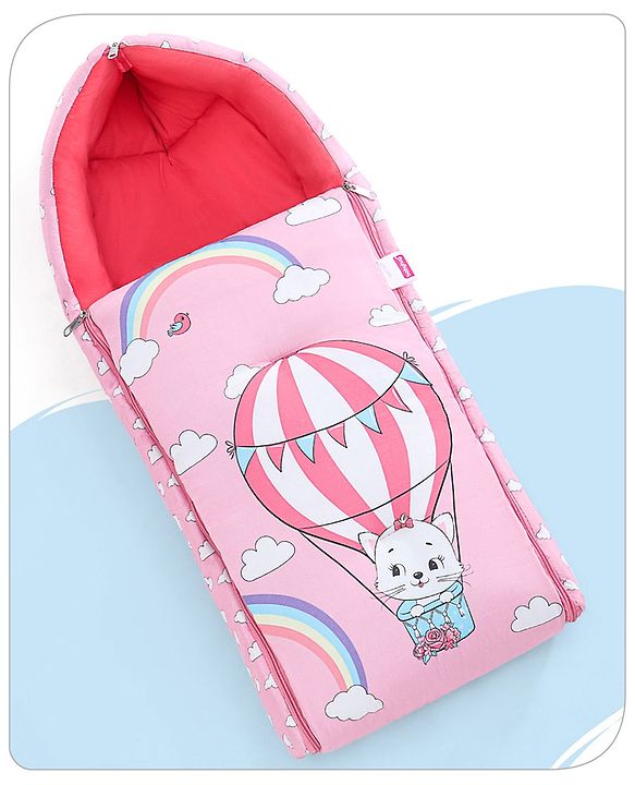 Babyhug Cotton Sleeping Bag Hot Air Balloon Print - Pink