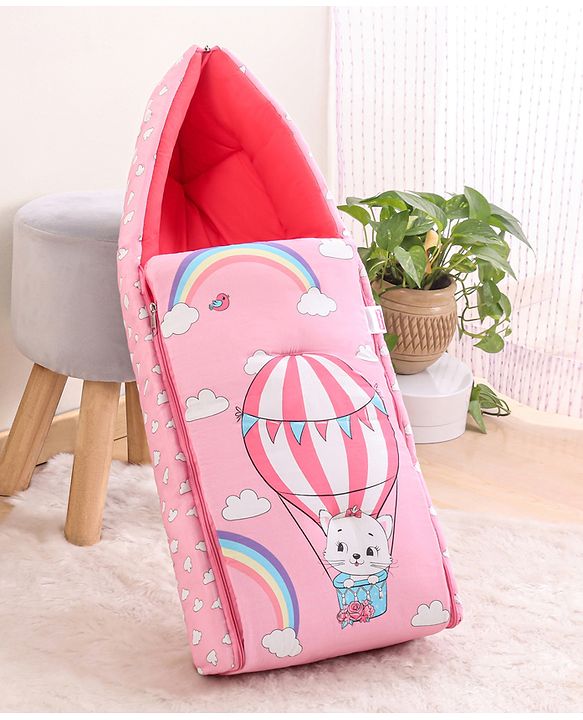 Babyhug Cotton Sleeping Bag Hot Air Balloon Print - Pink