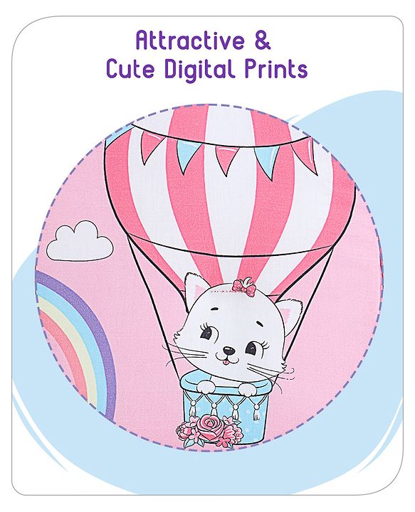 Babyhug Cotton Sleeping Bag Hot Air Balloon Print - Pink