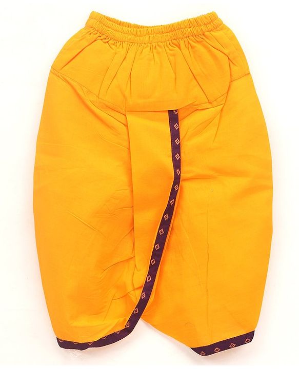 Babyhug Cotton Woven Full Sleeves Kurta & Dhoti Set Square Print - Purple & Orange