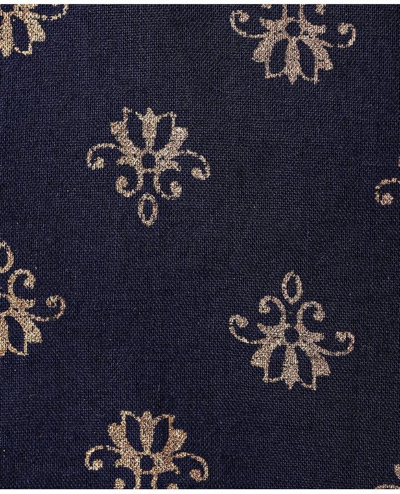 Babyhug Cotton Woven Full Sleeves Foil Printed Kurta & Pyjama Set - Navy Blue