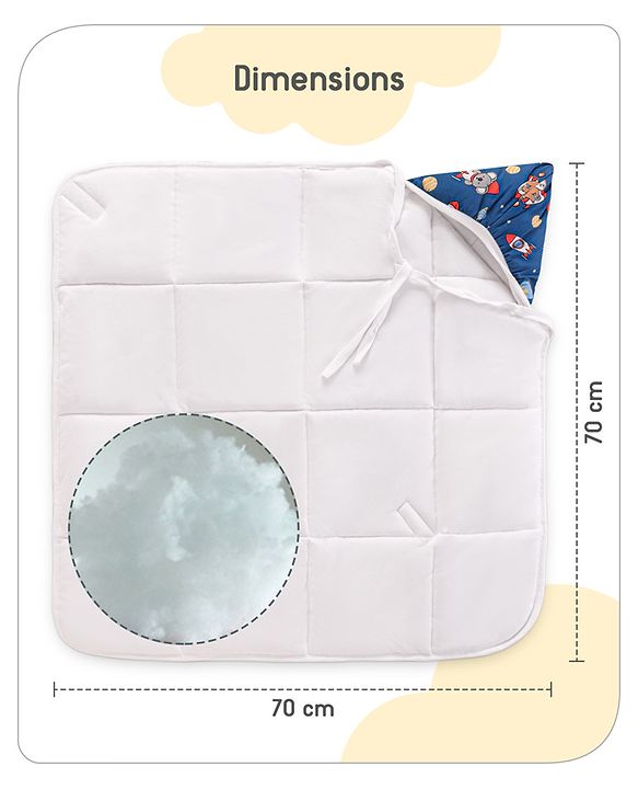 Babyhug Hooded Quilted Cotton Wrapper with Cloud Print- Pink
