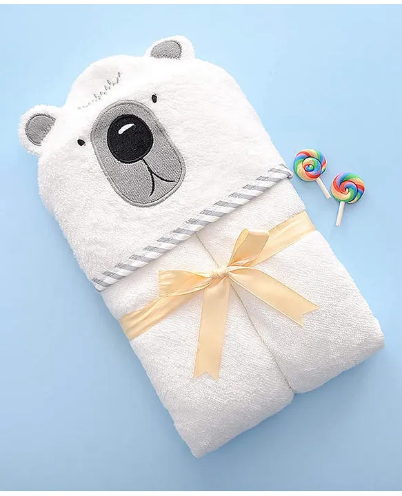 Buy Thread Fairy Organic Super Soft Bamboo Hooded Towel Grey Bear