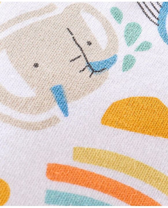 Babyhug 100% Cotton Knit Full Sleeves Rainbow & Kitty Printed Romper - Multicolour