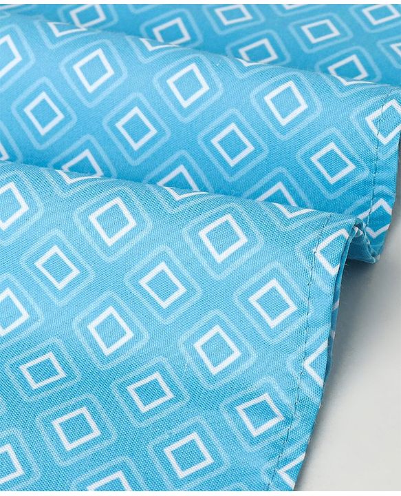 Babyhug Cotton Woven Full Sleeves Kurta & Dhoti Set Square Print - Blue & White