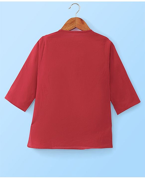 Babyhug Cotton Solid Full Sleeves Kurta Pyjama - Red