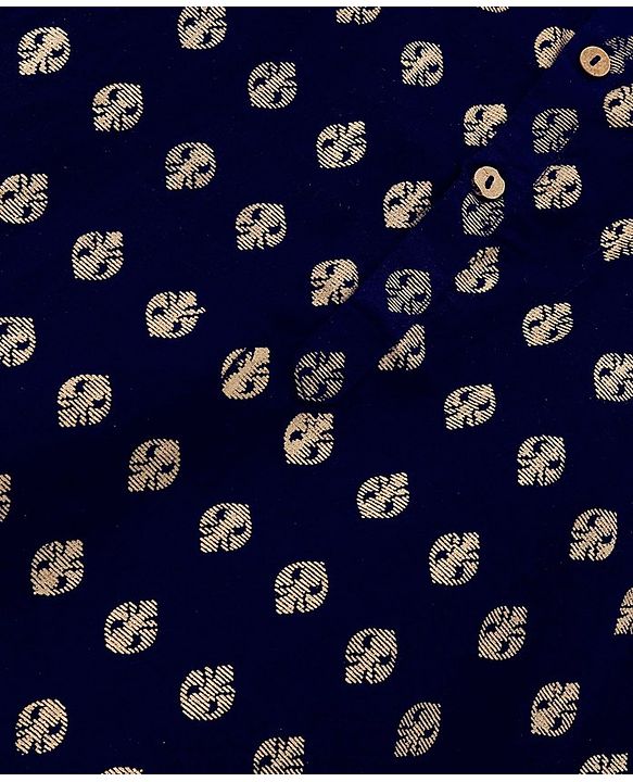Babyhug 100% Cotton Knit Foil Printed Full Sleeves Kurta with Dhoti Set - Navy Blue