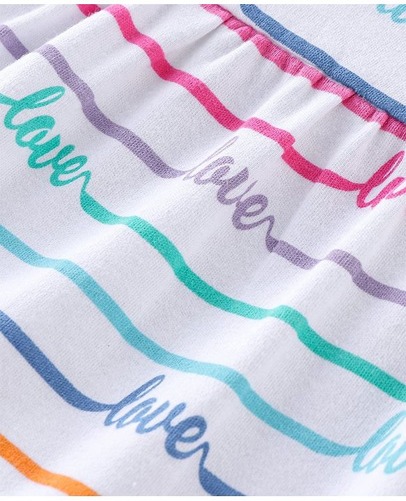 Babyhug 100% Cotton Interlock Knit Full Sleeves Romper Stripes & Text Print - White