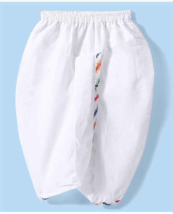 Babyhug Cotton Woven Full Sleeves Printed Kurta Dhoti Set - White