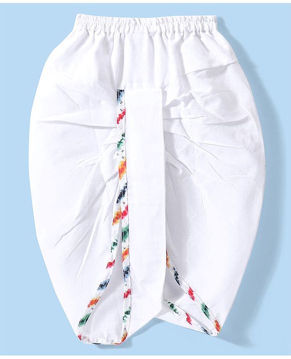 Babyhug Cotton Woven Full Sleeves Printed Kurta Dhoti Set - White