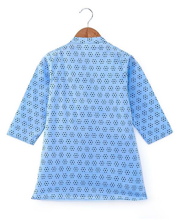 Babyhug Cotton Woven Full Sleeves Kurta & Dhoti Set Floral Print - Blue