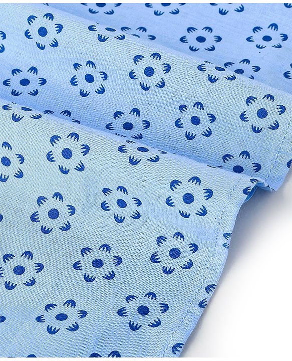 Babyhug Cotton Woven Full Sleeves Kurta & Dhoti Set Floral Print - Blue
