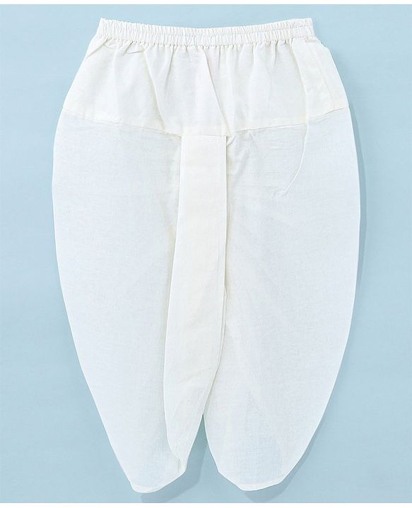 Babyhug 100% Cotton Woven Full Sleeves Handloom Dobby Dhoti Kurta Set - White