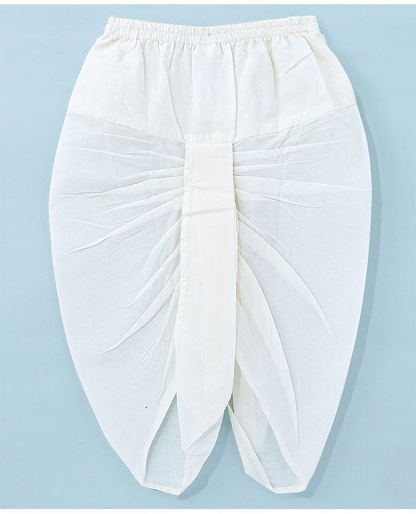 Babyhug 100% Cotton Woven Full Sleeves Handloom Dobby Dhoti Kurta Set - White