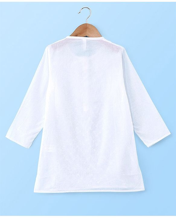 Babyhug Cotton Schiffly Full Sleeves Kurta & Payjama Set - White