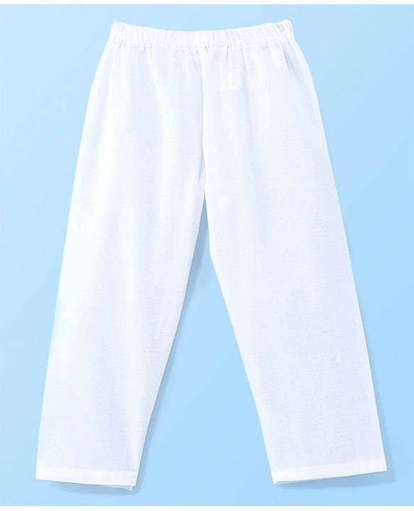 Babyhug Cotton Schiffly Full Sleeves Kurta & Payjama Set - White