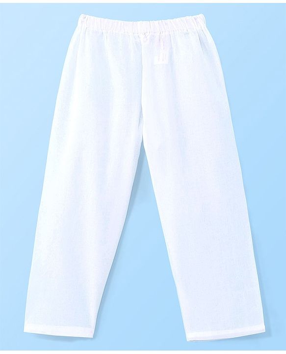 Babyhug Cotton Schiffly Full Sleeves Kurta & Payjama Set - White