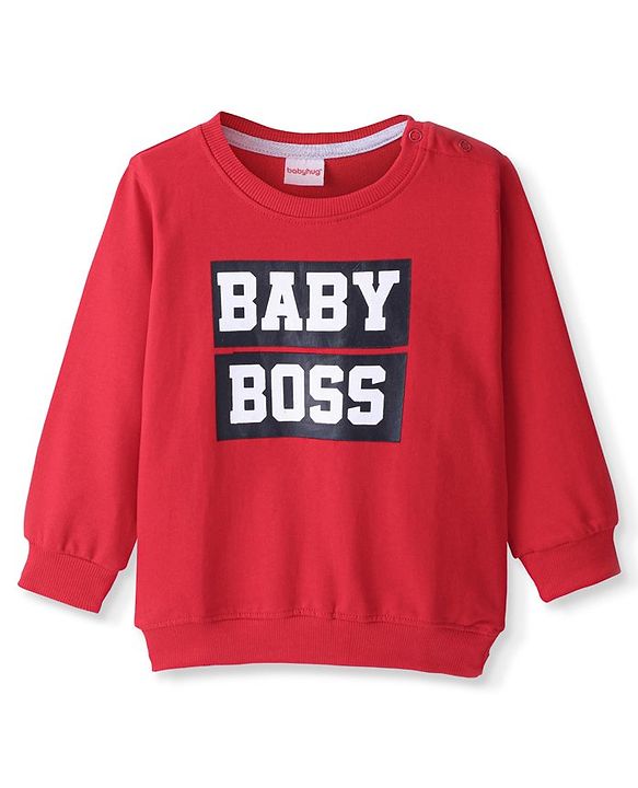 Babyhug 100% Cotton Knit Full Sleeves Graphics Printed Sweatshirt - Red