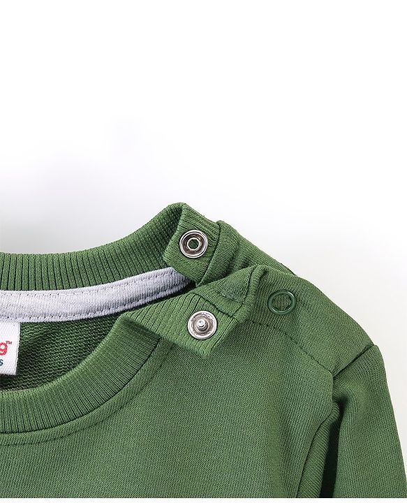 Babyhug 100% Cotton Knit Full Sleeves Sweatshirt With Wild Animals Print - Green