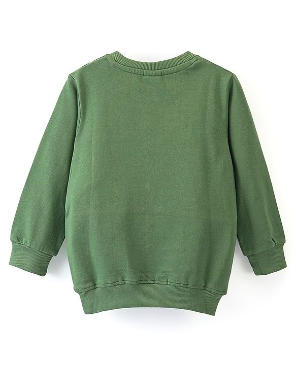 Babyhug 100% Cotton Knit Full Sleeves Sweatshirt With Wild Animals Print - Green