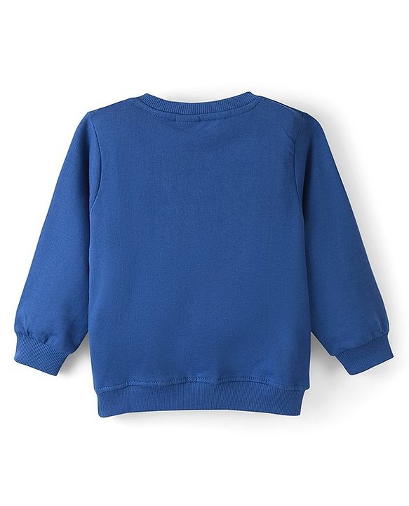 Babyhug 100% Cotton Full Sleeves Sweatshirt with Text Graphics Print - Navy Blue
