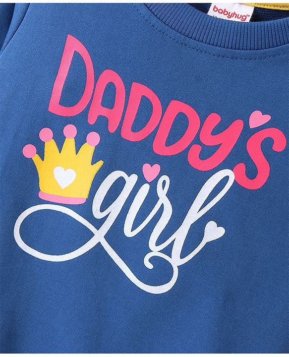Babyhug 100% Cotton Full Sleeves Sweatshirt with Text Graphics Print - Navy Blue