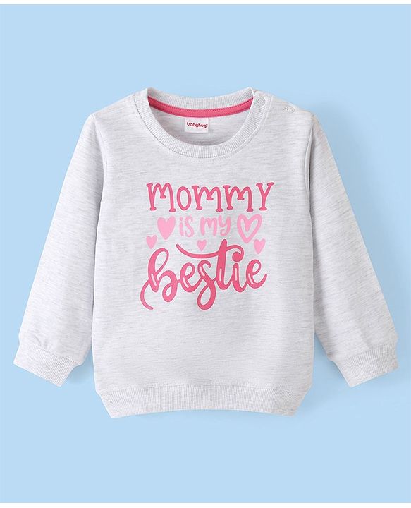Babyhug Cotton Knit Full Sleeves Graphics Printed Sweatshirt - Grey Melange
