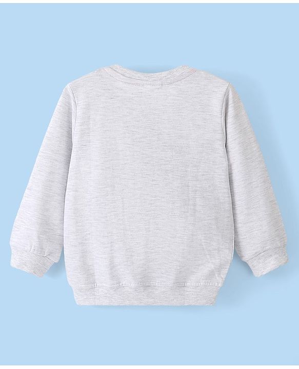 Babyhug Cotton Knit Full Sleeves Graphics Printed Sweatshirt - Grey Melange