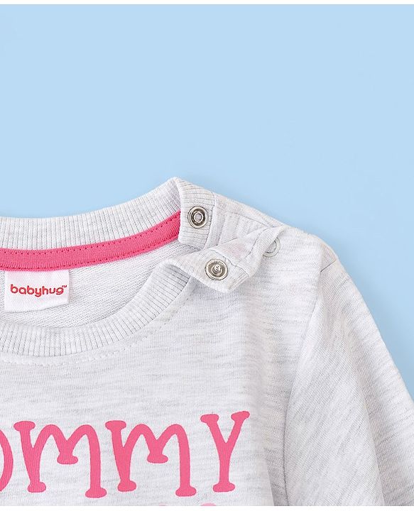 Babyhug Cotton Knit Full Sleeves Graphics Printed Sweatshirt - Grey Melange