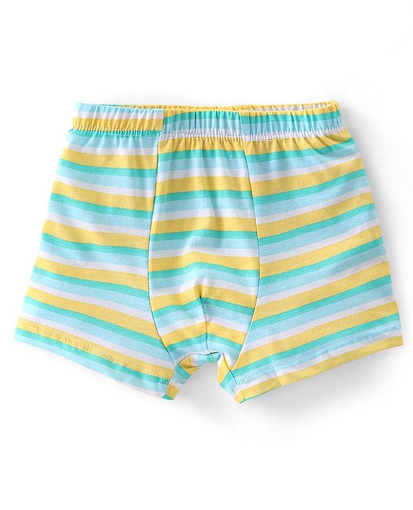 Babyhug 100% Cotton Trunk Striped & Frog Print Pack Of 3 - Yellow White & Green