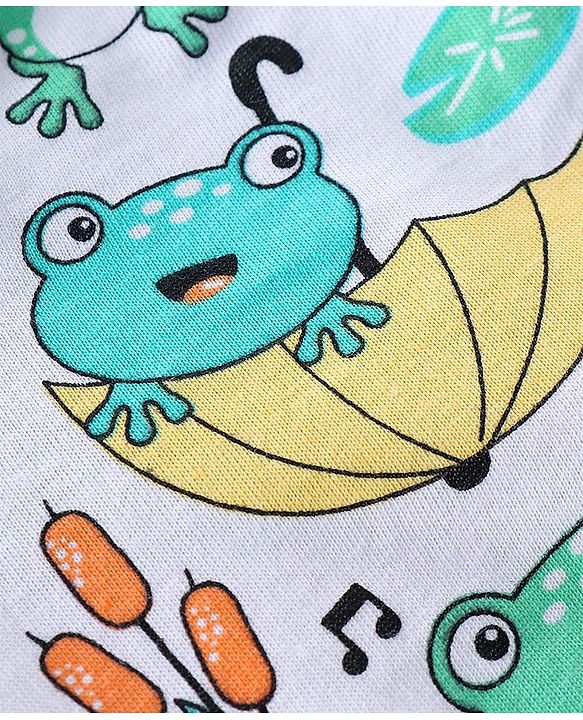 Babyhug 100% Cotton Trunk Striped & Frog Print Pack Of 3 - Yellow White & Green