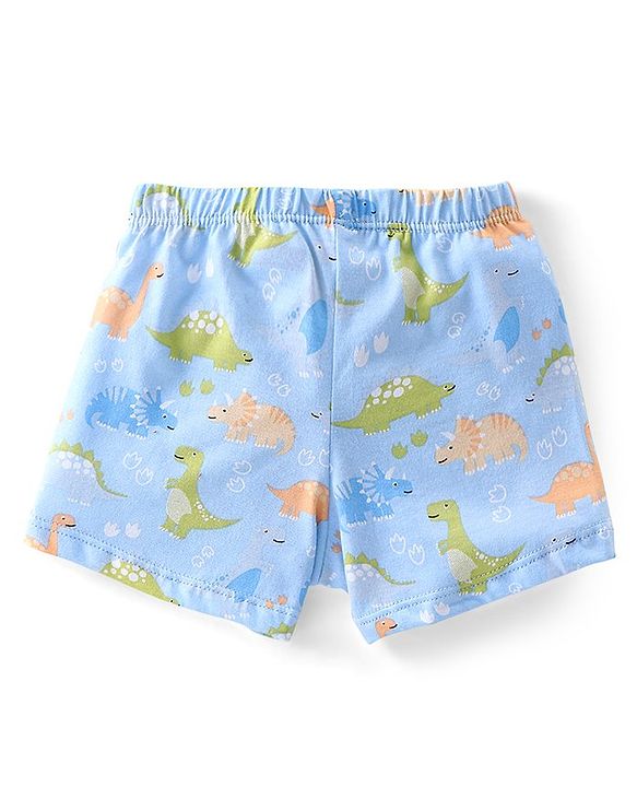 Babyhug 100% Cotton Trunk Striped & Dino Print Pack Of 3 - Green Blue & Orange