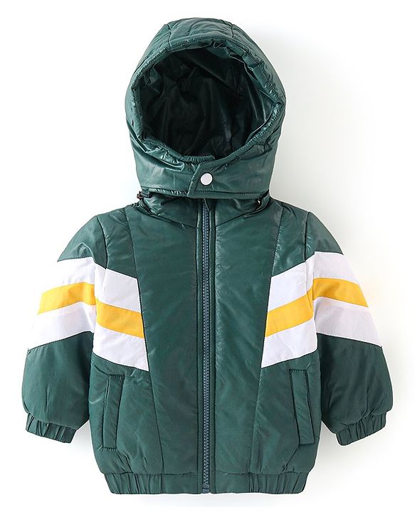 Babyhug Full Sleeves Color Block Hoodie With Pockets - Green