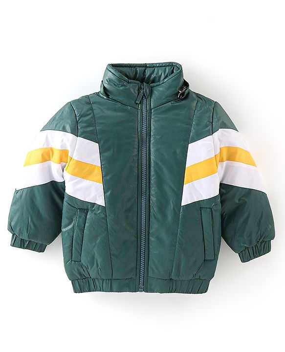 Babyhug Full Sleeves Color Block Hoodie With Pockets - Green