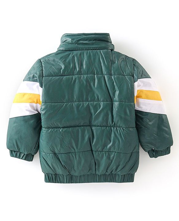 Babyhug Full Sleeves Color Block Hoodie With Pockets - Green