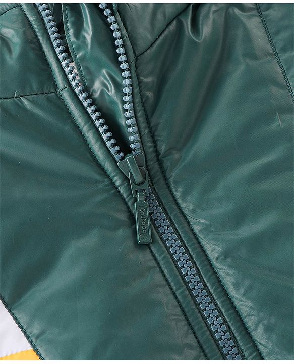 Babyhug Full Sleeves Color Block Hoodie With Pockets - Green