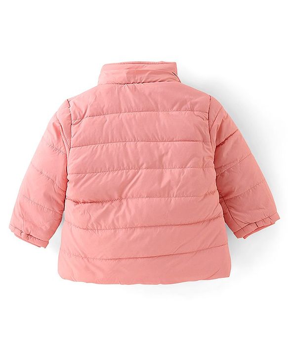Babyhug Woven Full Sleeves Solid Colour Jacket with Detachable Hood - Pink