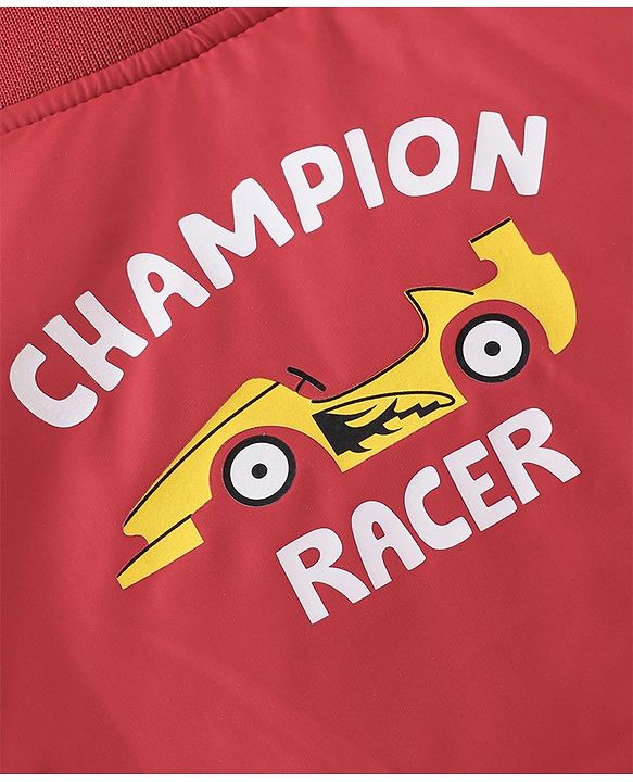 Babyhug Full Sleeves Hooded Jacket Racer Print - Red