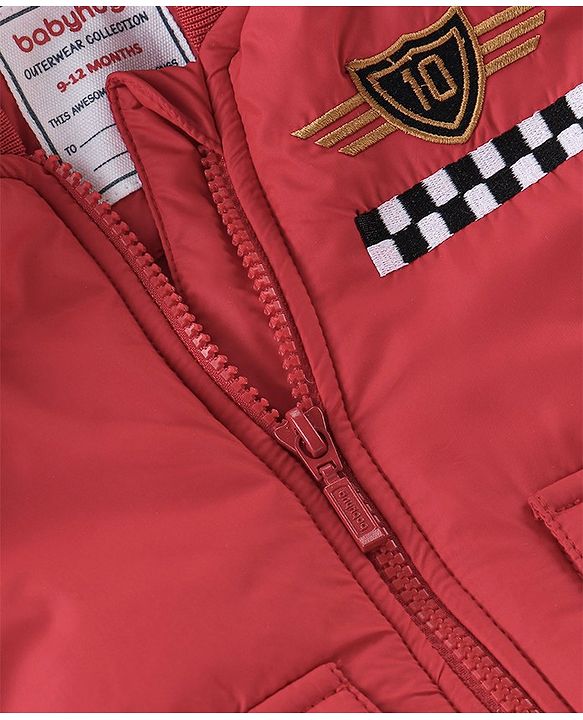 Babyhug Full Sleeves Hooded Jacket Racer Print - Red