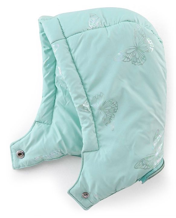 Babyhug Full Sleeves Hoodie with Butterfly Foil Print - Aqua