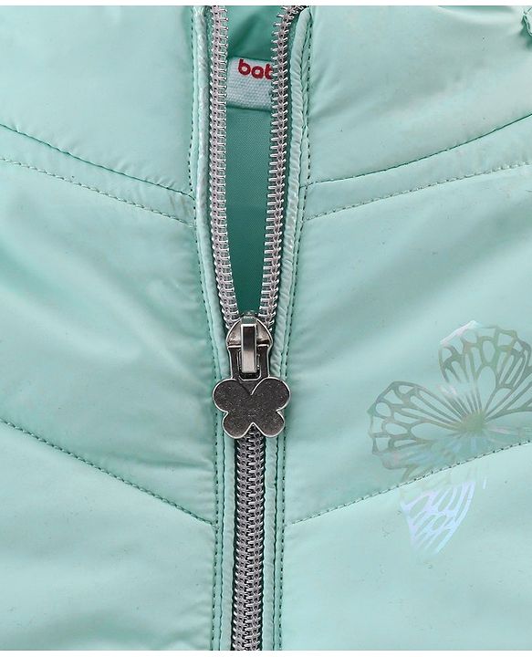 Babyhug Full Sleeves Hoodie with Butterfly Foil Print - Aqua