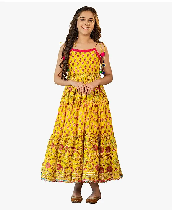 Jilmil girl's jaipuri printed long dress - JILMIL - 4252132