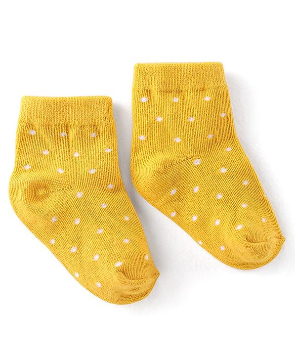 Cute Walk By Babyhug Cotton Knit Anti Bacterial Ankle Length Socks Polka Dot Design Pack Of 3 - Pink Yellow & Purple