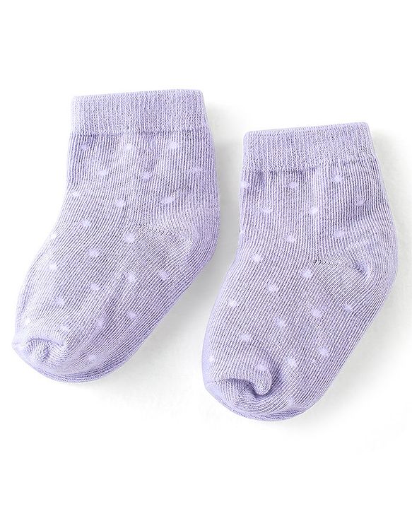 Cute Walk By Babyhug Cotton Knit Anti Bacterial Ankle Length Socks Polka Dot Design Pack Of 3 - Pink Yellow & Purple