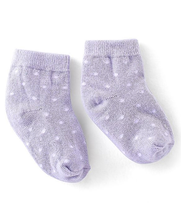 Cute Walk By Babyhug Cotton Knit Anti Bacterial Ankle Length Socks Polka Dot Design Pack Of 3 - Pink Yellow & Purple