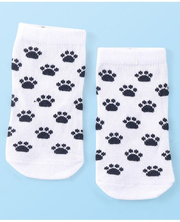 Cute Walk by Babyhug Cotton Knit Anti-Bacterial Ankle Length Dalmatians & Paw Design Socks Pack of 3 - Multicolour