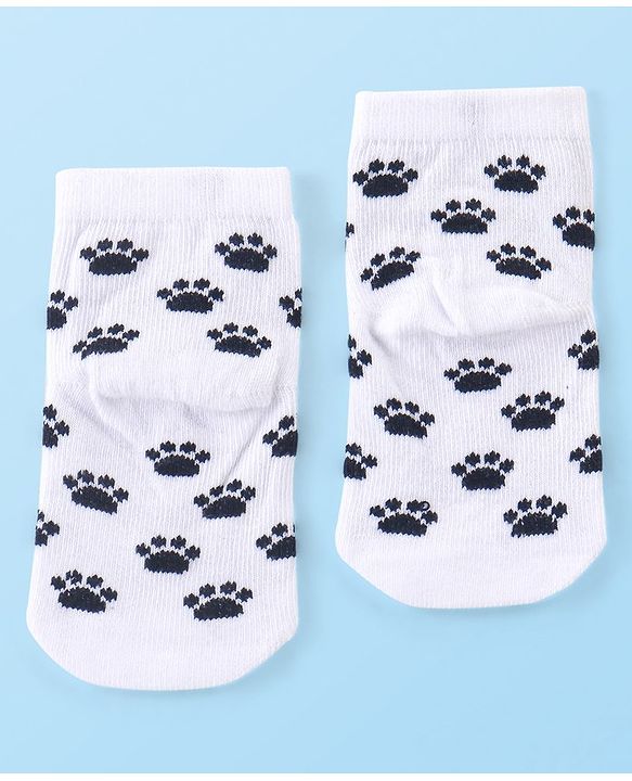 Cute Walk by Babyhug Cotton Knit Anti-Bacterial Ankle Length Dalmatians & Paw Design Socks Pack of 3 - Multicolour