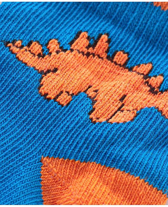 Cute Walk by Babyhug Cotton Knit Ankle Length Anti Bacterial Socks Dino Design Pack of 3 - Multicolor