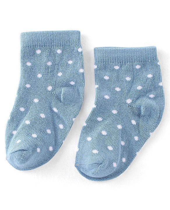 Cute Walk By Babyhug Cotton Knit Anti Bacterial Ankle Length Socks Stripes & Floral Design Pack Of 5 - Red Blue & White